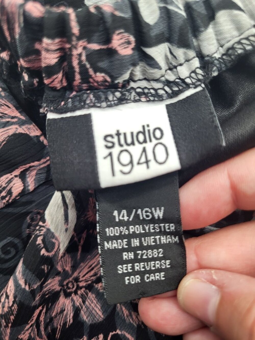 Vintage Whimsygoth Fairy Floral Skirt Black Pink White SZ 14/16W Studio 1940 y2k - Picture 4 of 7